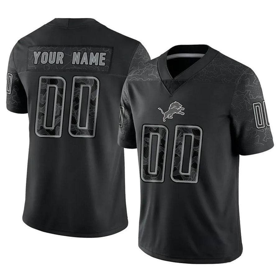 Punc Custom D.Lions Black RFLCTV Limited Stitched Jerseys