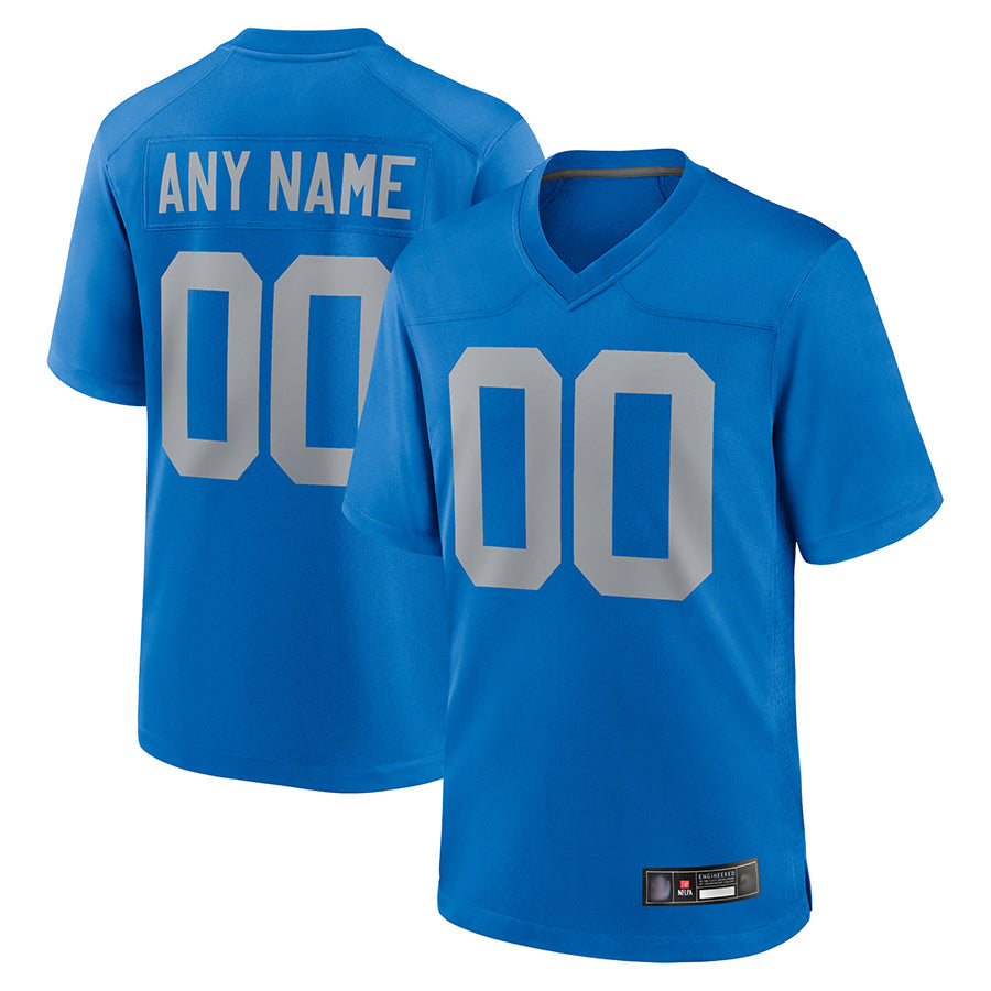Punc Custom D.Lions Blue Limted Game Alternate Stitched Jerseys