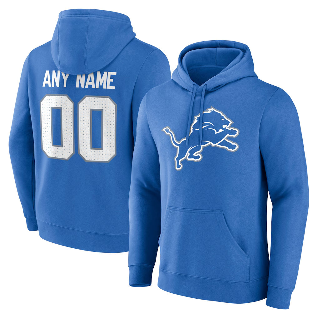 Punc Custom D.Lions Blue Pullover Hoodies Limited Any Name & Numbers Stitched Jerseys