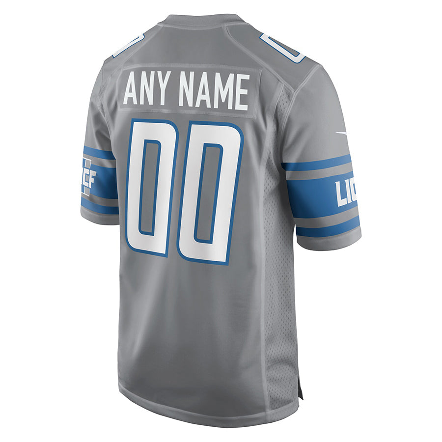 Punc Custom D.Lions Gray Replica Game Stitched Jerseys