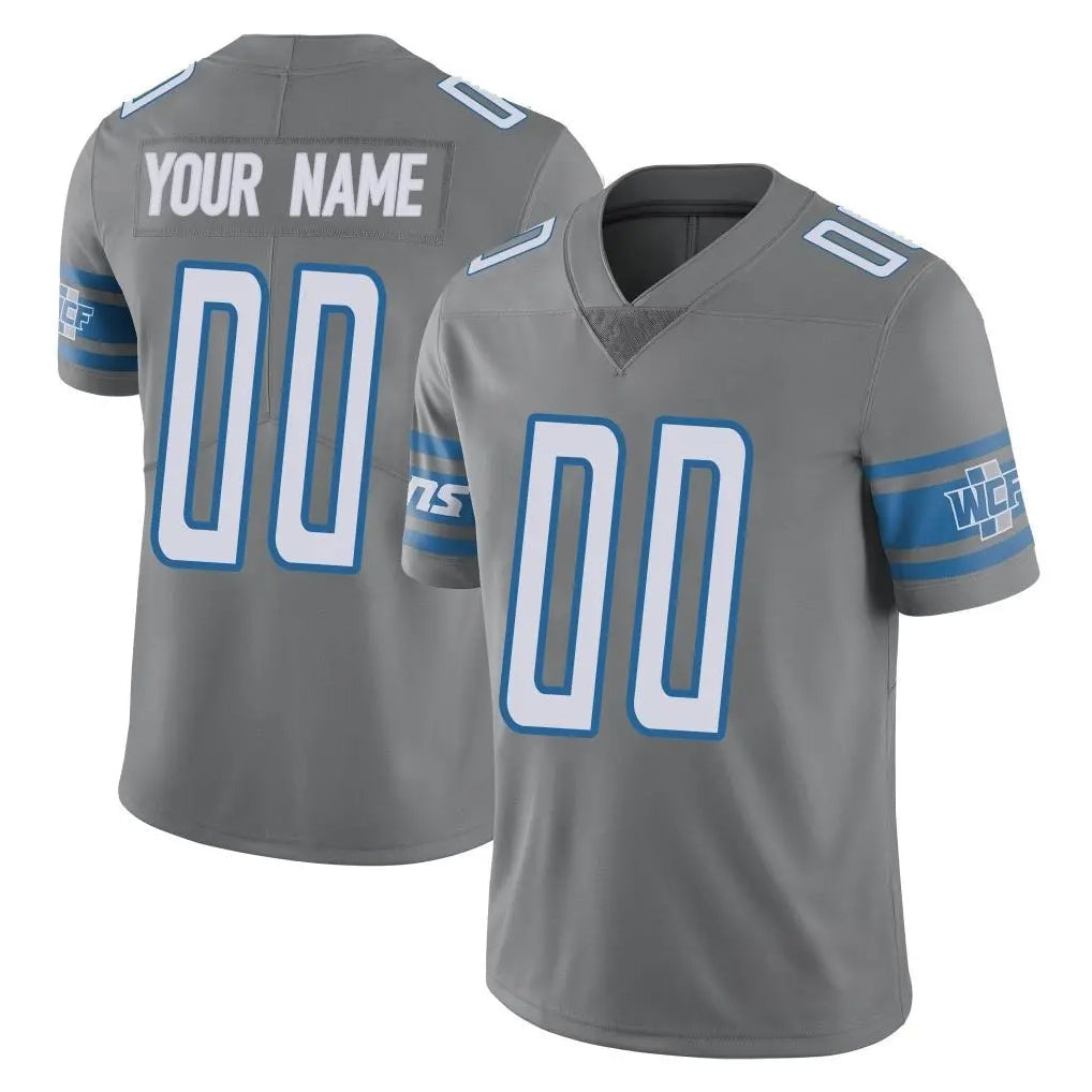 Punc Custom D.Lions Gray Vapor Untouchable Limited Home Game Any Name & Numbers Stitched Jerseys