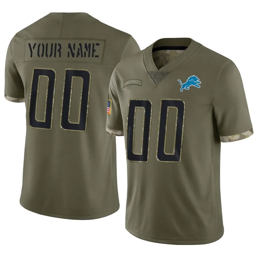 Punc Custom D.Lions Olive Salute To Service Limited Stitched Jerseys