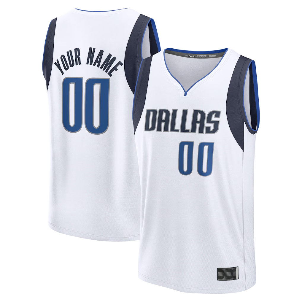 Punc Custom D.Mavericks White Fast Break Jerseys - Association Edition