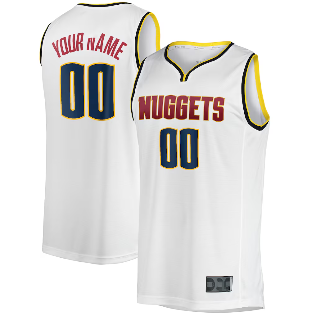 Punc Custom D.Nuggets White Fast Break Replica Jerseys - Association Edition
