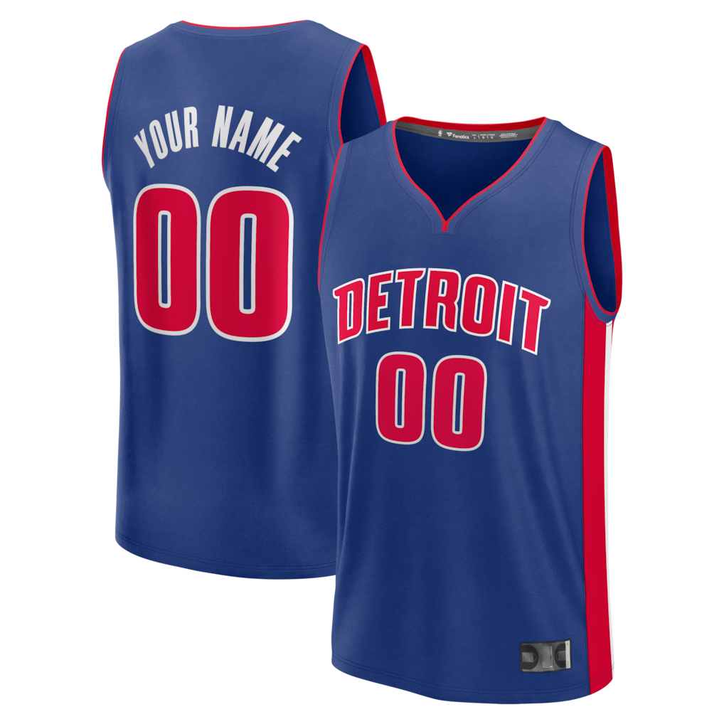 Punc Custom D.Pistons  Blue Fast Break Jerseys - Icon Edition