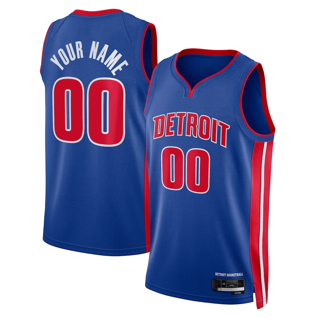 Punc Custom D.Pistons Blue Swingman Jerseys - Icon Edition