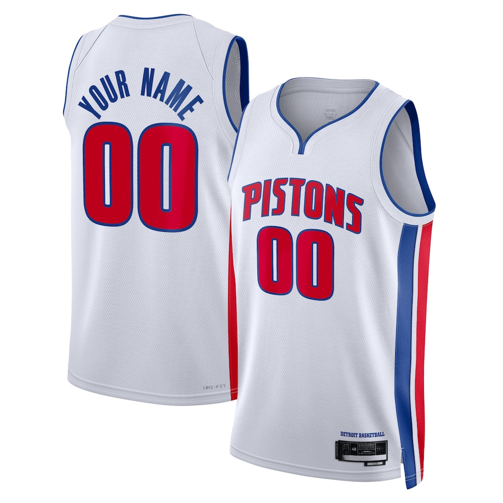 Punc Custom D.Pistons White Swingman Jerseys - Association Edition