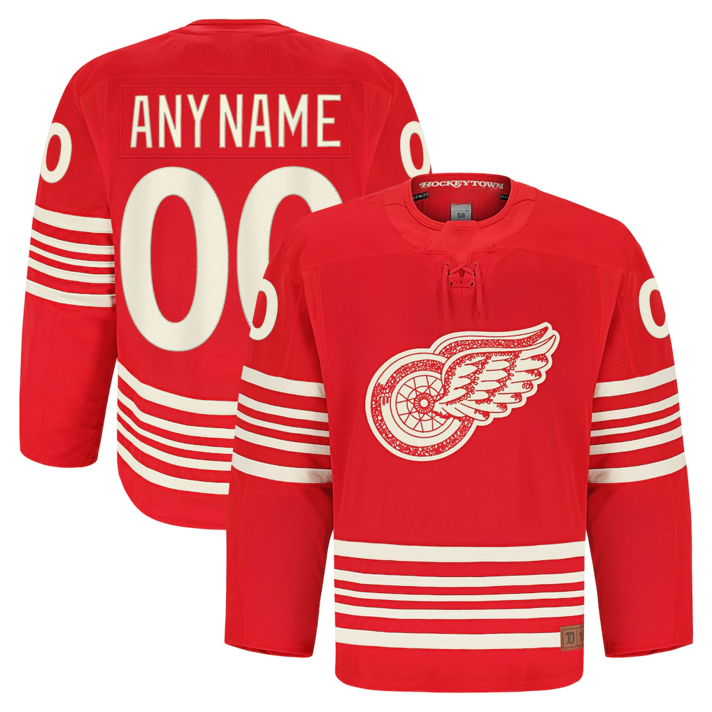 Punc Custom D.Red wings Red Anniversary Authentic Pro Jerseys