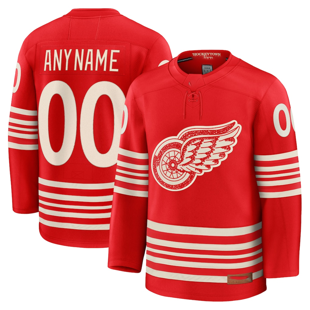 Punc Custom D.Red wings Red Centennial Premium Jerseys