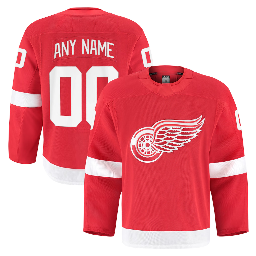 Punc Custom D.Red wings Red Home Authentic Pro Jerseys