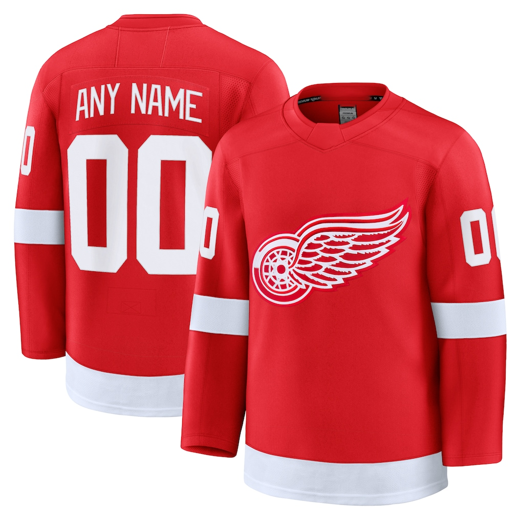 Punc Custom D.Red wings Red Home Premium Jerseys