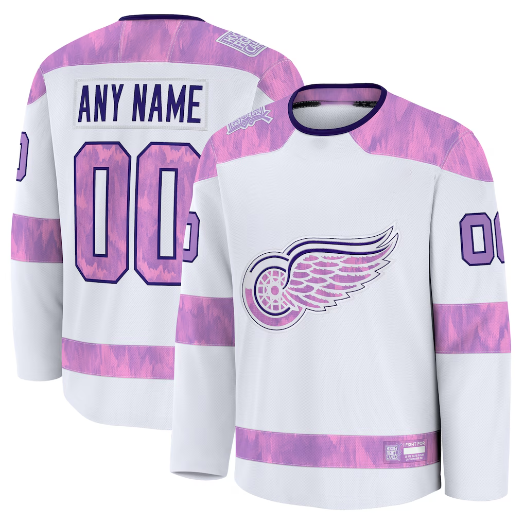 Punc Custom D.Red wings White 2024 Hockey Fights Cancer Practice Jerseys