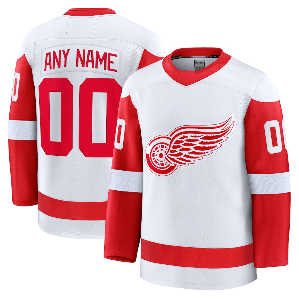 Punc Custom D.Red wings White Away Premium Jerseys