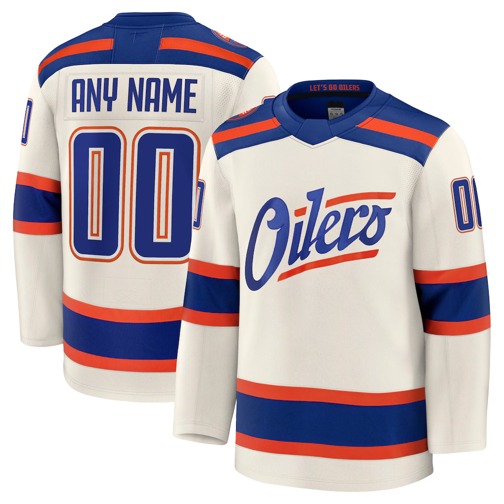 Punc Custom E.Oilers Light Beige Alternate Premium Jerseys