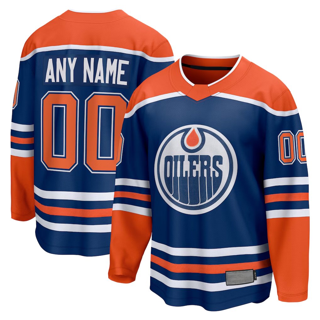 Punc Custom E.Oilers Royal Home Breakaway Jerseys