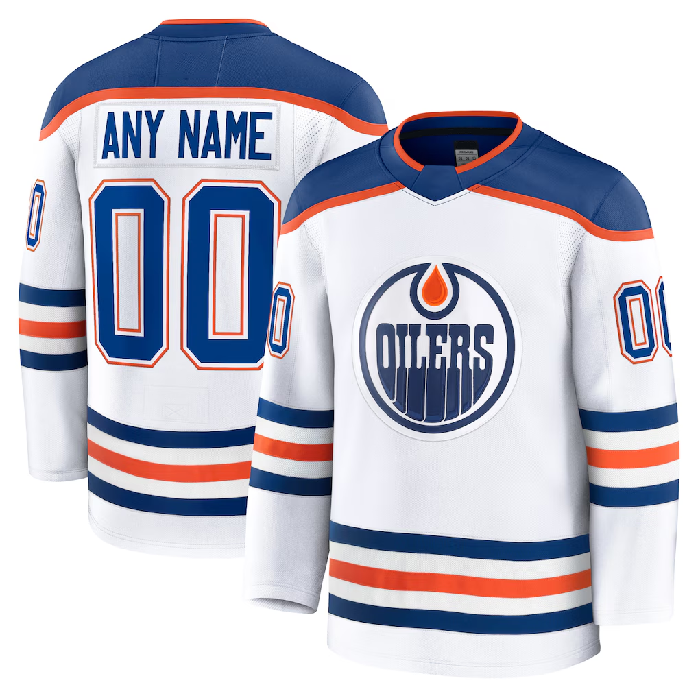 Punc Custom E.Oilers White Away Premium Jerseys