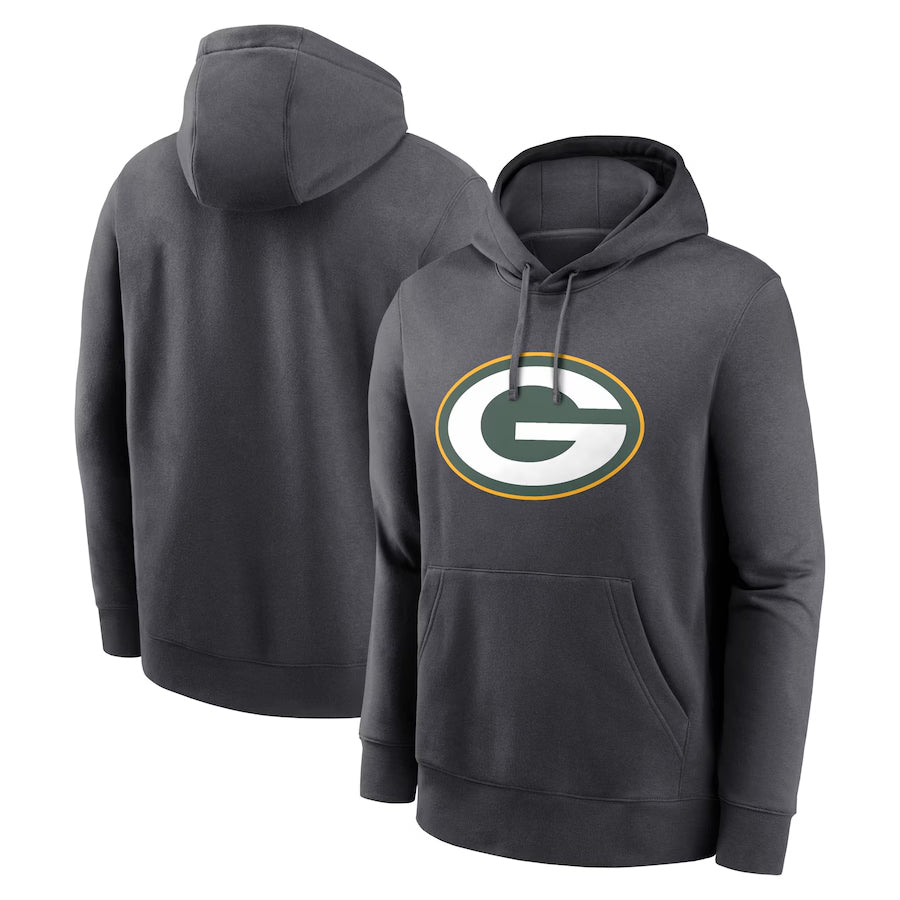 Punc Custom GB.Packers Anthracite Pullover Hoodie Game Stitched Jerseys