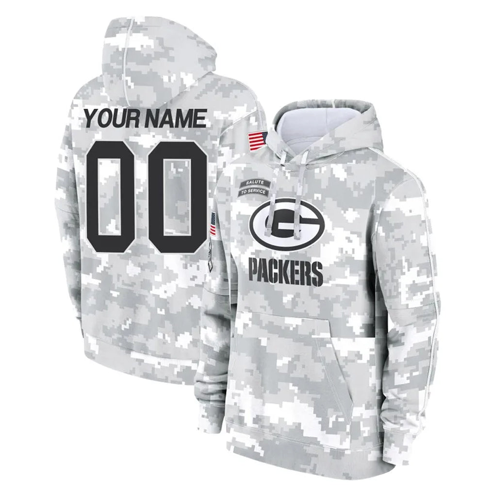 Punc Custom GB.Packers Arctic Camo Salute to Service Hoodies Limited Game Any Name & Numbers Stitched Jerseys