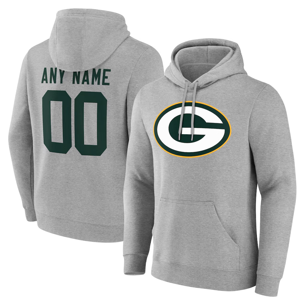 Punc Custom GB.Packers Gray Circuit Logo Pullover Hoodies Limited Game Any Name & Numbers Stitched Jerseys
