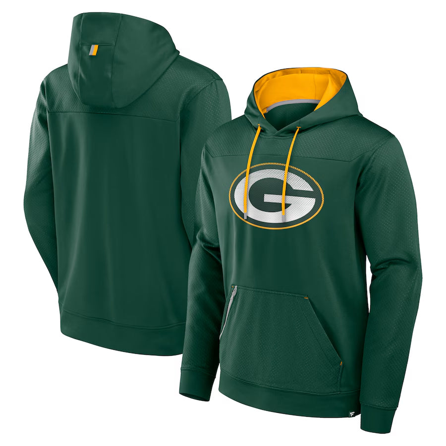 Punc Custom GB.Packers Green Defender Pullover Hoodie Game Stitched Jerseys