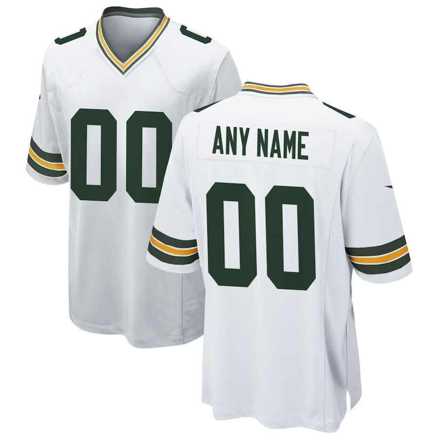Punc Custom GB.Packers White Home Game Stitched Jerseys