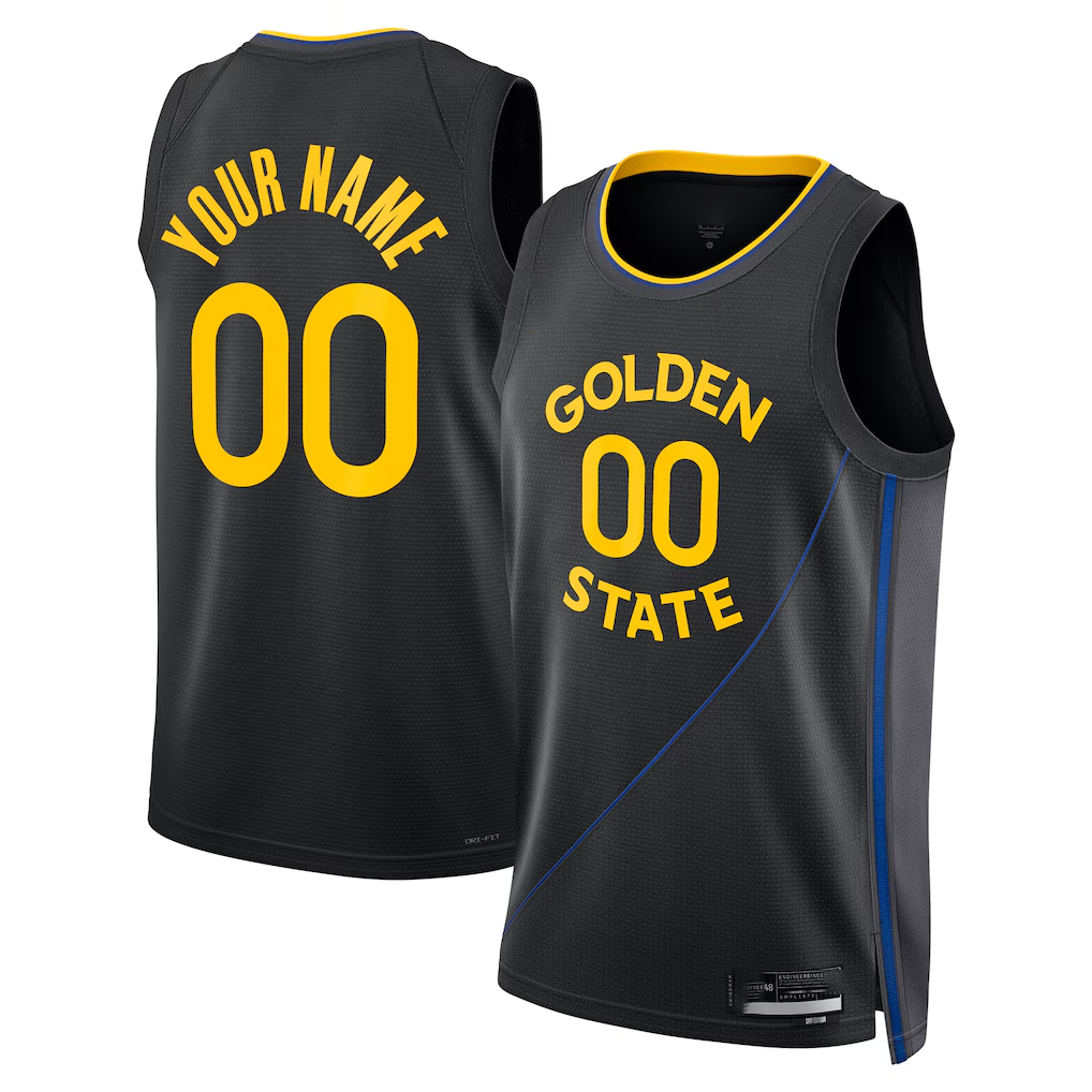 Punc Custom G.State Warriors Black 2024-25 Swingman Jerseys - Statement Edition