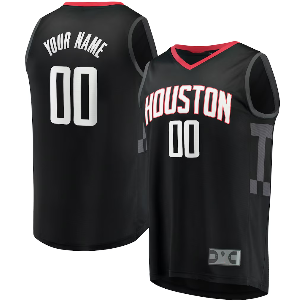 Punc Custom H.Rockets Black Fast Break Replica Stitched Jerseys-Statement Edition
