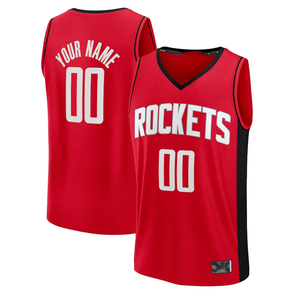 Punc Custom H.Rockets Red Fast Break Stitched Jerseys-Icon Edition