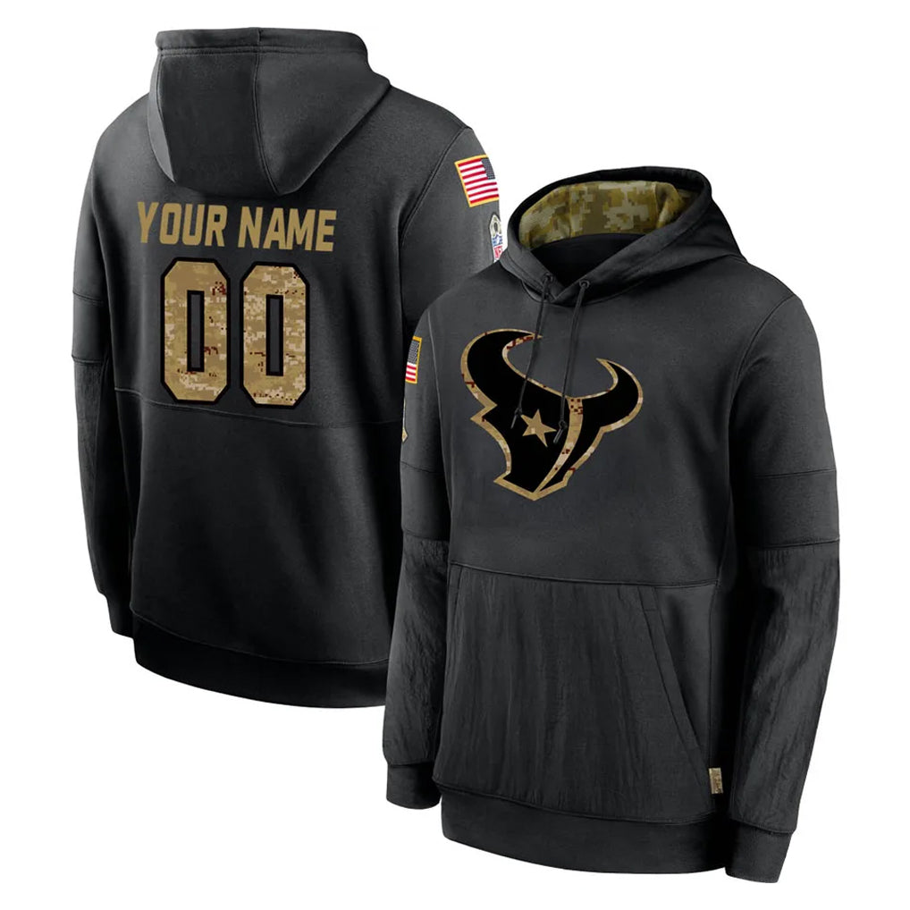 Punc Custom H.Texans Black Salute to Service Hoodies Limited Game Any Name & Numbers Stitched Jerseys