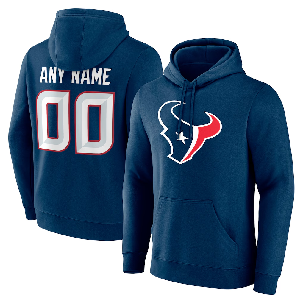 Punc Custom H.Texans Navy Team Authentic Personalized Name & Number Hoodie Stitched Jerseys