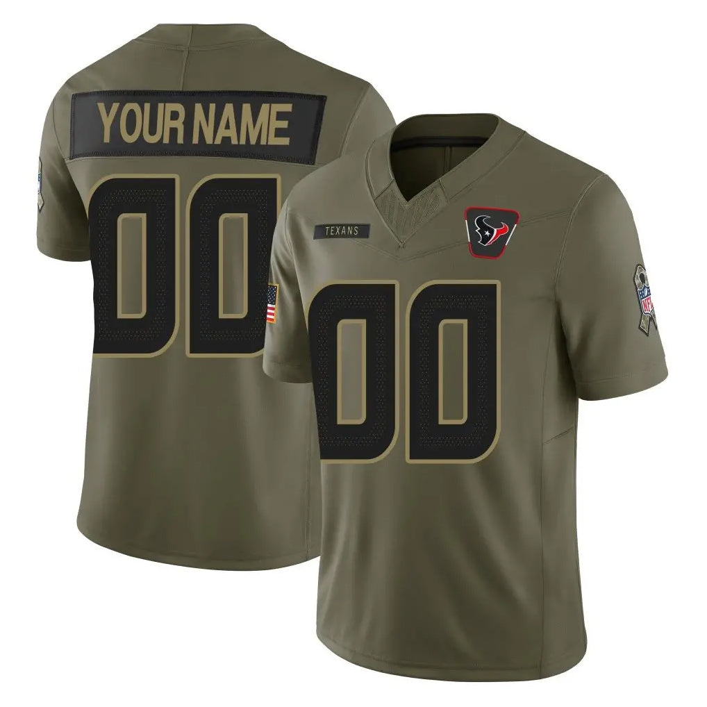 Punc Custom H.Texans Olive 2025 Salute To Service Limited Game Any Name & Numbers Stitched Jerseys