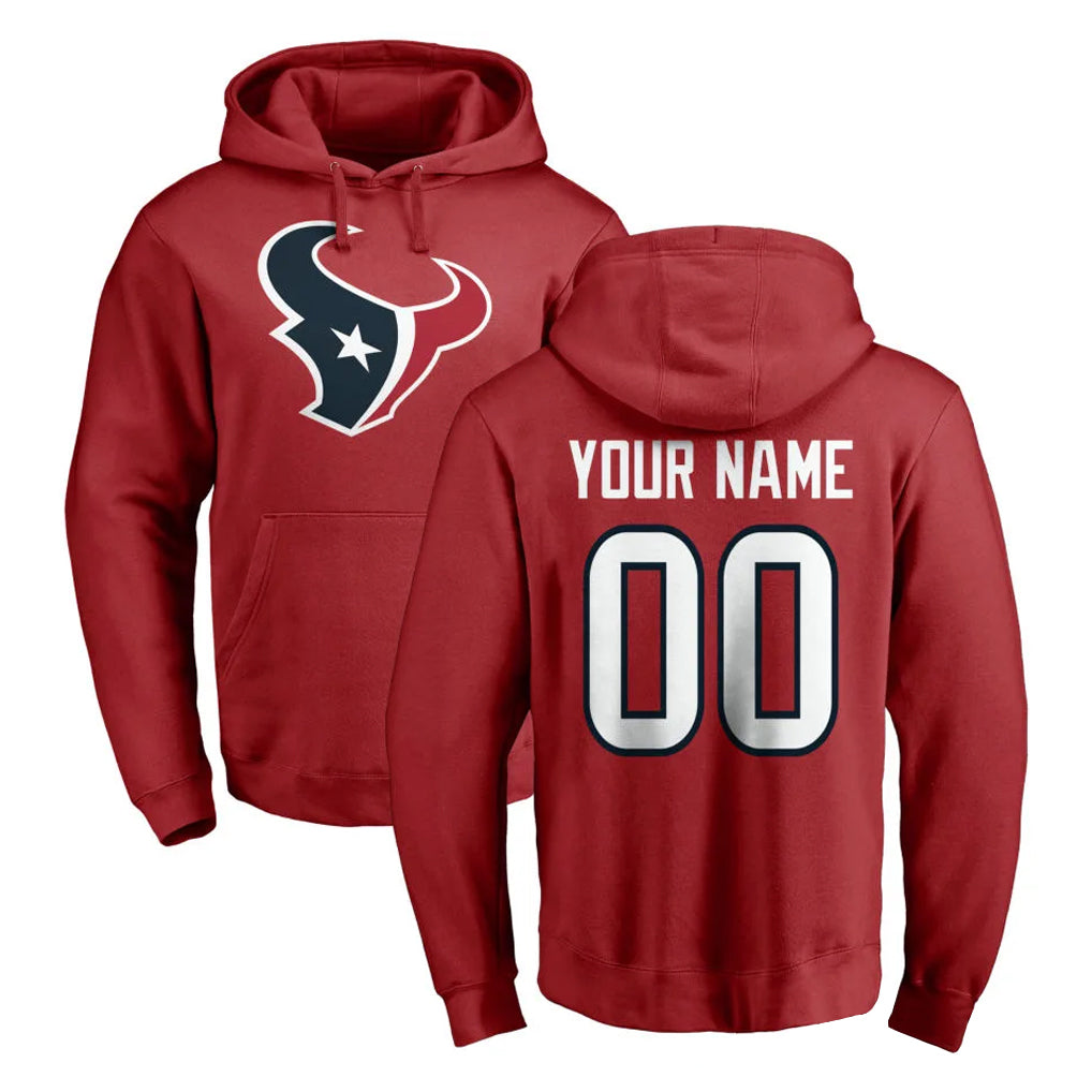Punc Custom H.Texans Red Pro Line Pullover Hoodie Limited Game Any Name & Numbers Stitched Jerseys