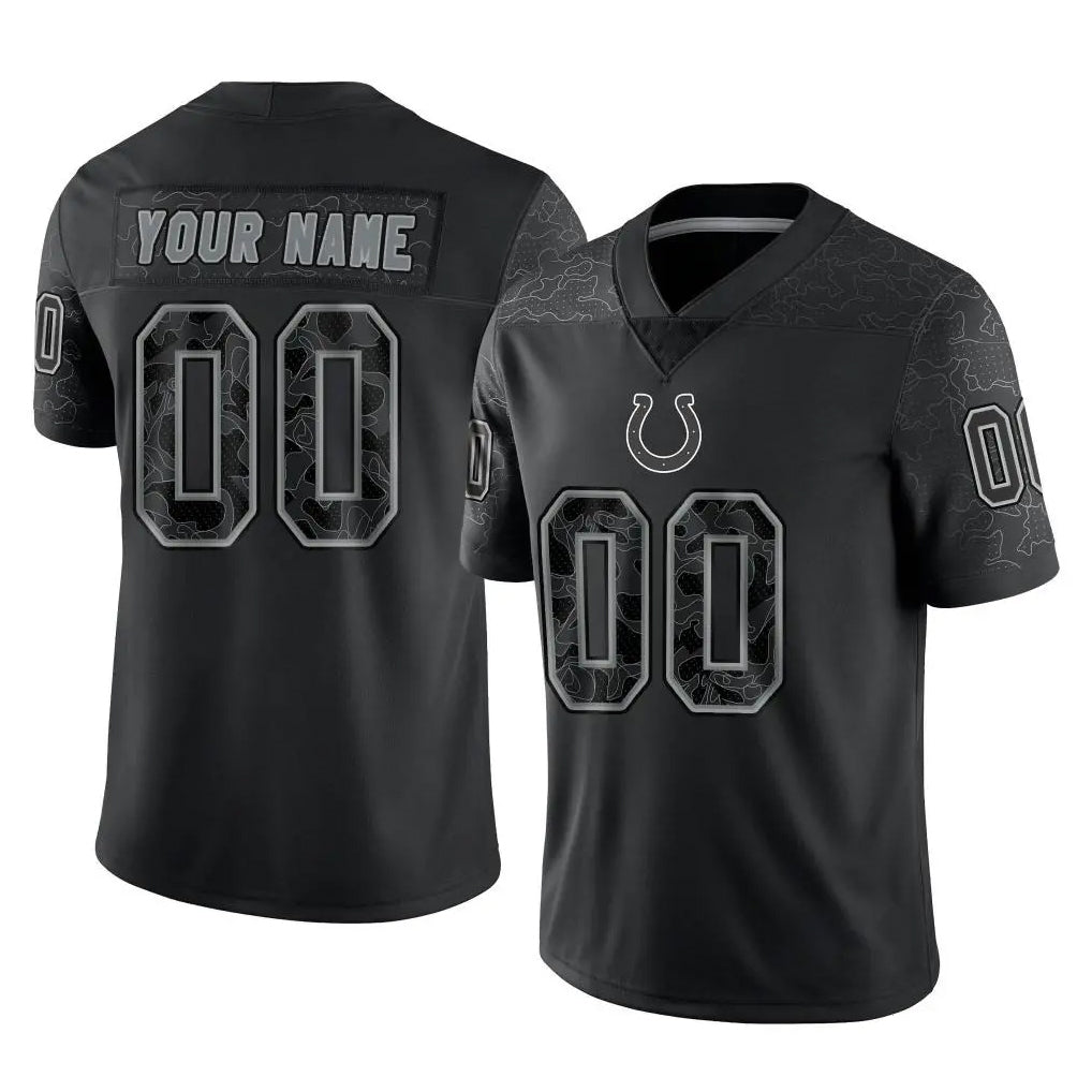 Punc Custom IN.Colts Black Reflective Limited Game Any Name & Numbers Stitched Jerseys