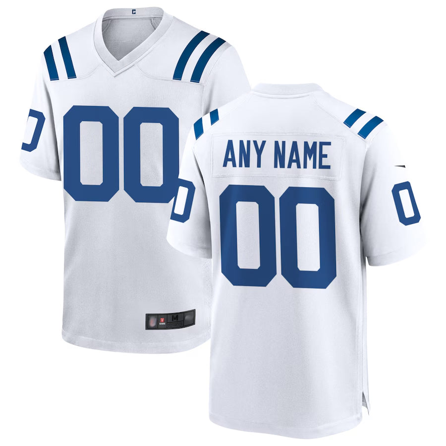 Punc Custom IN.Colts White Replica Home Game Stitched Jerseys