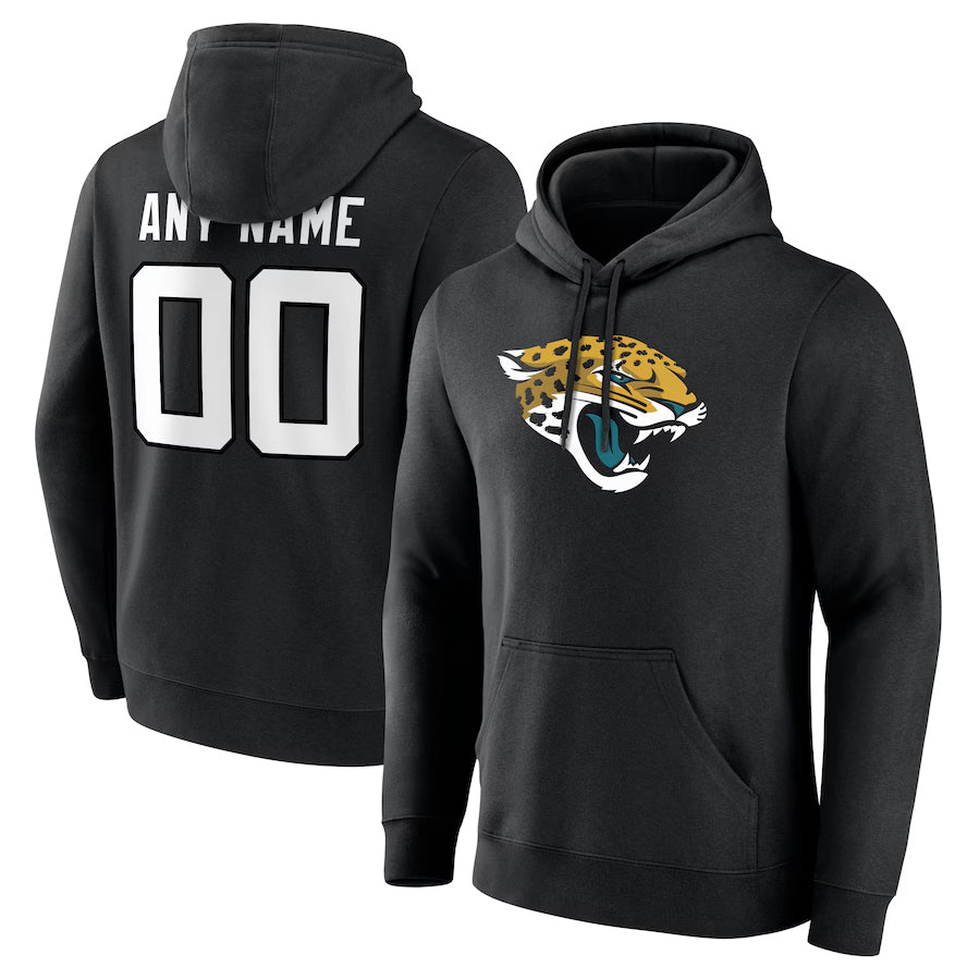 Punc Custom J.Jaguars Black Pullover Hoodie Game Stitched Jerseys