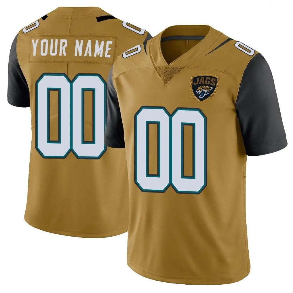 Punc Custom J.Jaguars Gold Vapor Limited Home Game Any Name & Numbers Stitched Jerseys