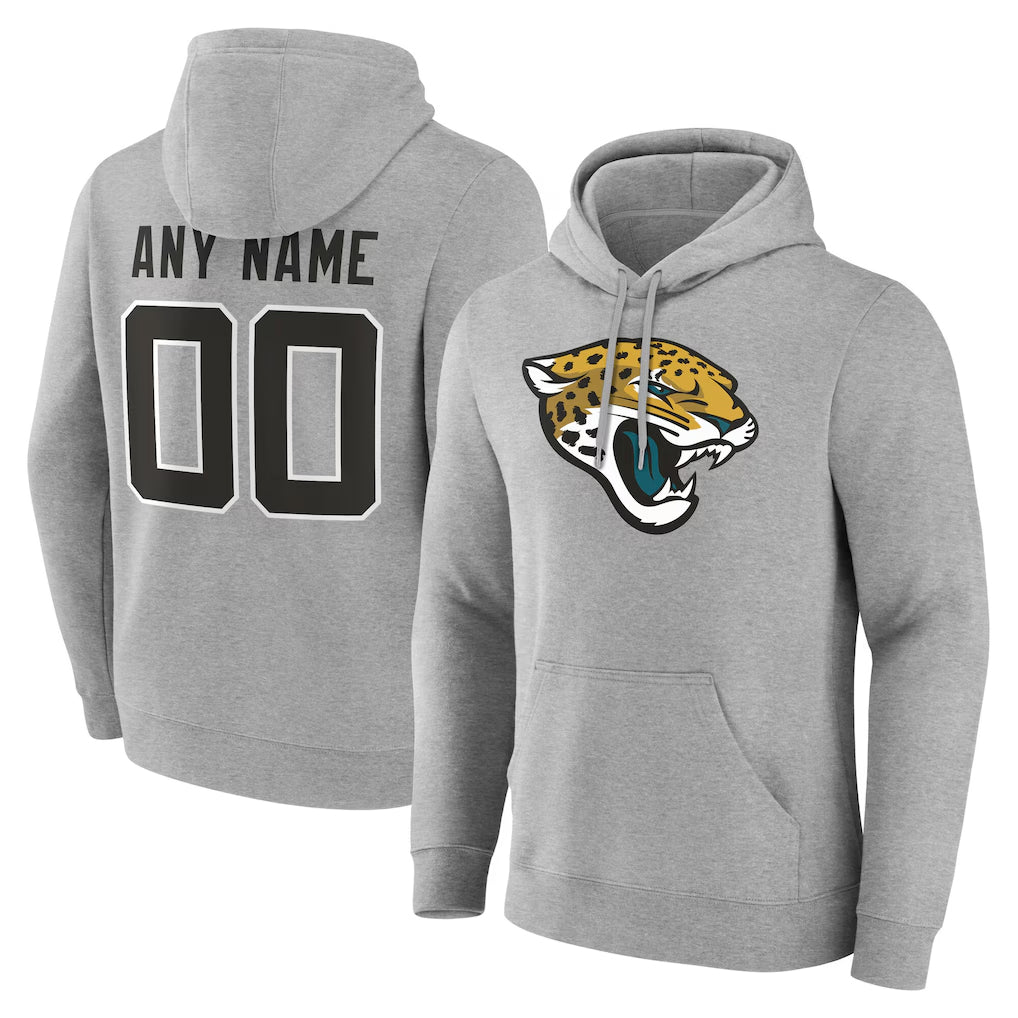 Punc Custom J.Jaguars Gray Pullover Hoodies Any Name & Numbers Limited Stitched Jerseys