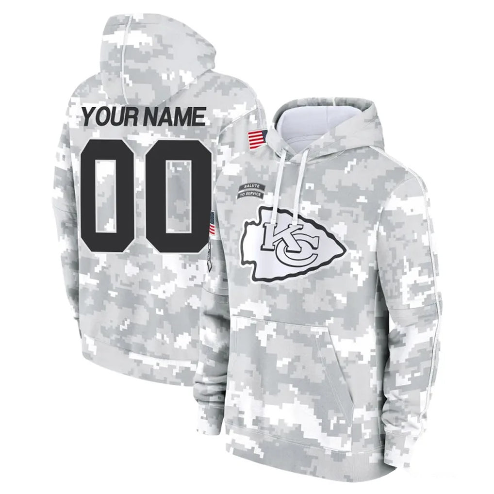 Punc Custom KC.Chiefs Arctic Camo Salute to Service Hoodies Limited Game Any Name & Numbers Stitched Jerseys