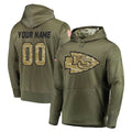 Punc Custom KC.Chiefs Olive Salute to Service Pullover Hoodies Home Game Any Name & Numbers Stitched Jerseys