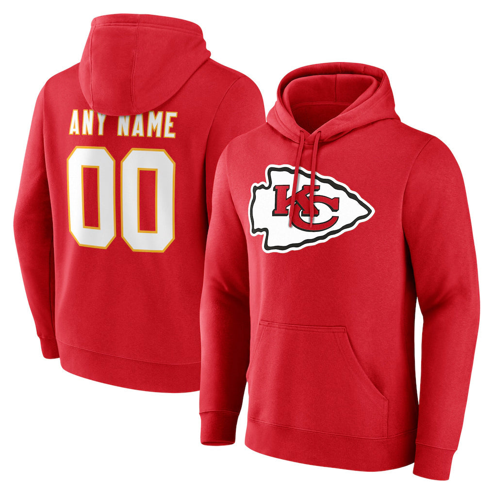 Punc Custom KC.Chiefs Red LoGo Pullover Hoodies Limited Any Name & Numbers Stitched Jerseys