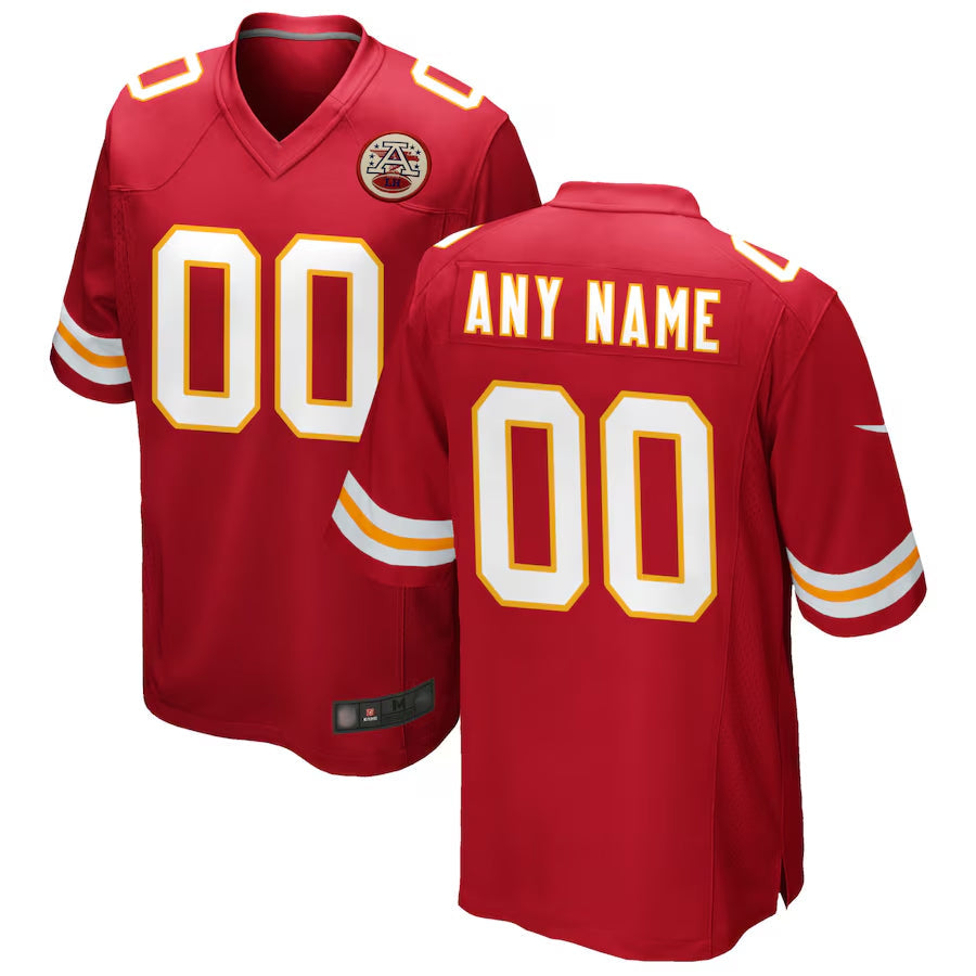 Punc Custom KC.Chiefs Red Replica Game Stitched Jerseys