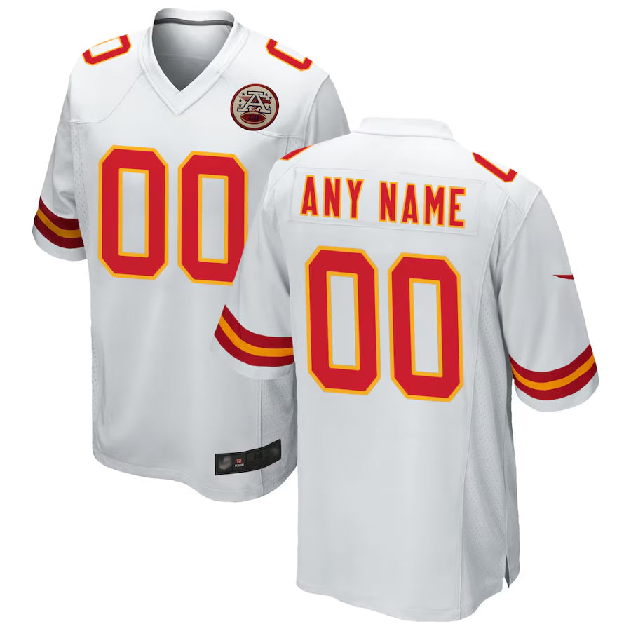 Punc Custom KC.Chiefs White Replica Game Stitched Jerseys