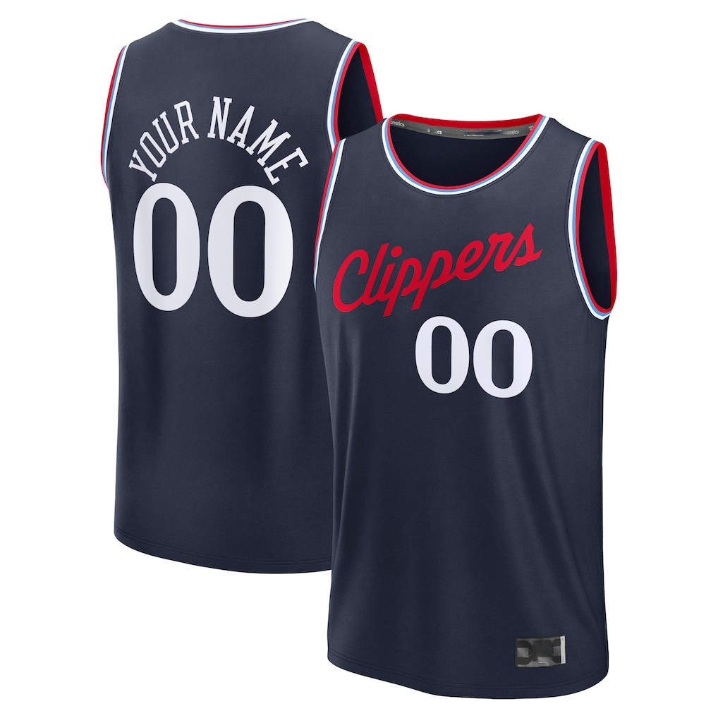 Punc Custom LA.Clippers Navy Fast Break Stitched Jerseys- Icon Edition