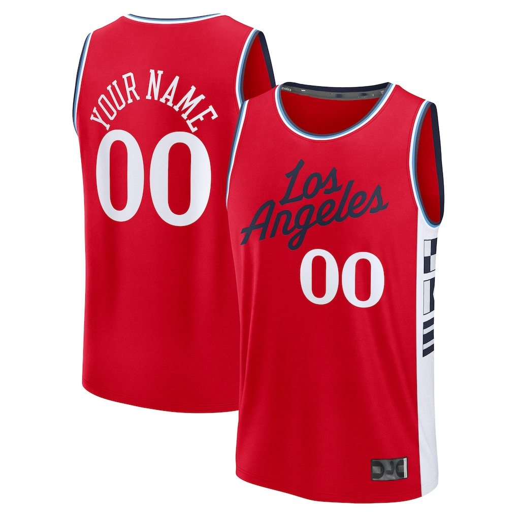 Punc Custom LA.Clippers Red Fast Break Stitched Jerseys- Statement Edition