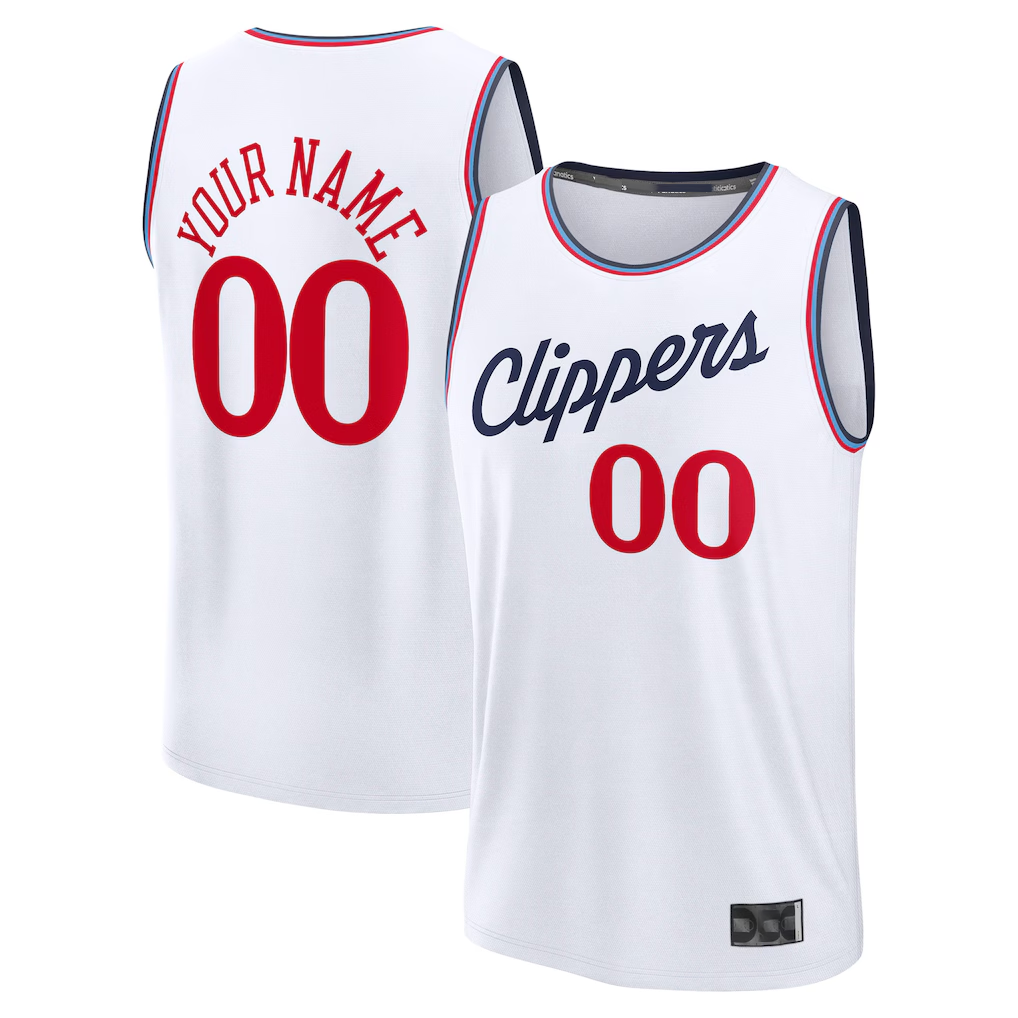 Punc Custom LA.Clippers White Fast Break Stitched Jerseys - Association Edition