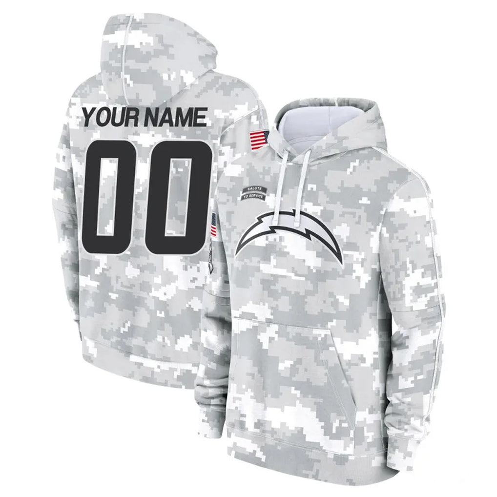 Punc Custom LA.Chargers Arctic Camo Salute to Service Hoodies Limited Game Any Name & Numbers Stitched Jerseys