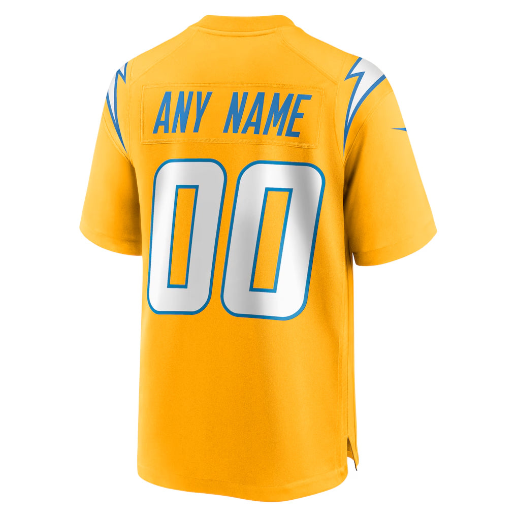 Punc Custom LA.Chargers Gold Home Game Stitched Jerseys