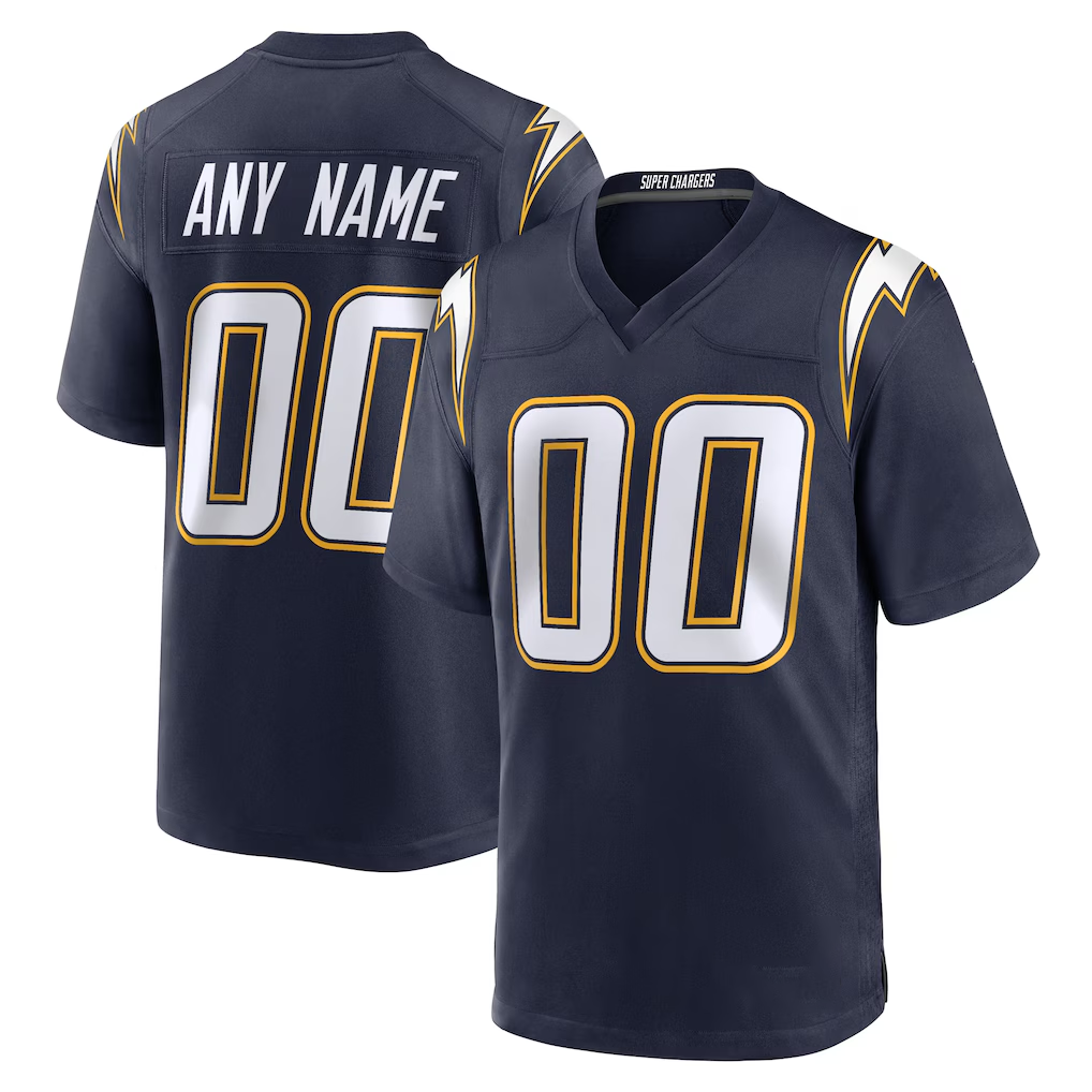 Punc Custom LA.Chargers Navy Alternate Super Chargers Game Stitched Jerseys