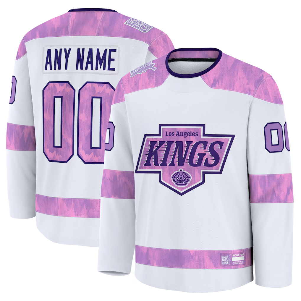 Punc Custom LA.Kings White 2024 Hockey Fights Cancer Practice Jerseys