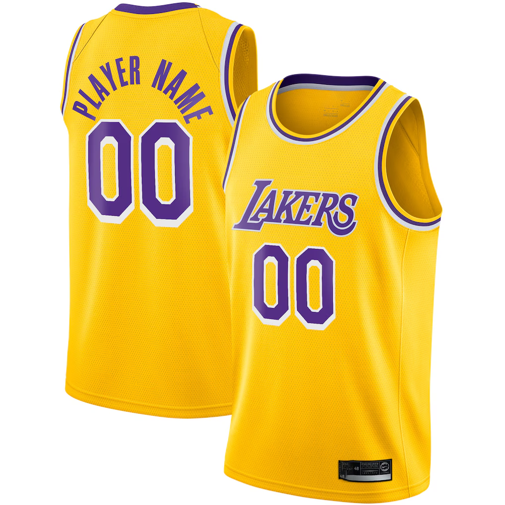 Punc Custom LA.Lakers Gold 2020-2021 Swingman Stitched Jerseys - Icon Edition